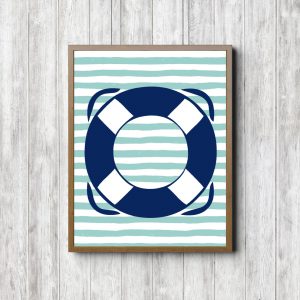 Navy Life Ring Mint Stripes Printable
