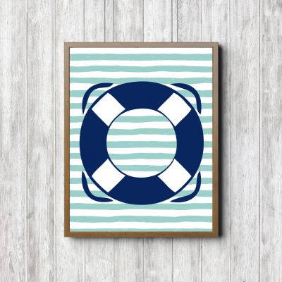 Navy Life Ring Mint Stripes Printable
