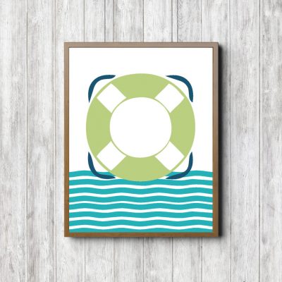 Turquoise & Green Life Ring Nautical Printable