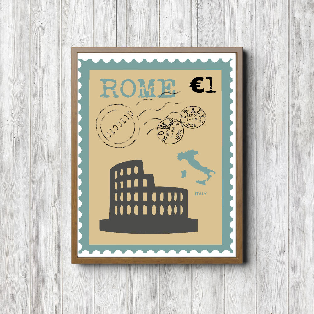 Beige Rome Printable Postage Stamp