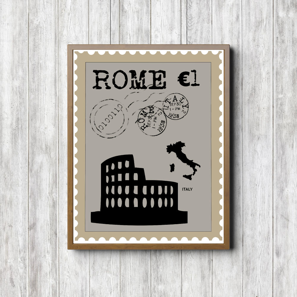 Gray Rome Printable Postage Stamp