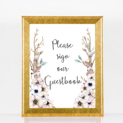 Guestbook Spring Wedding Sign