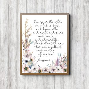 Philippians 4:8 Rustic Flowers Scripture
