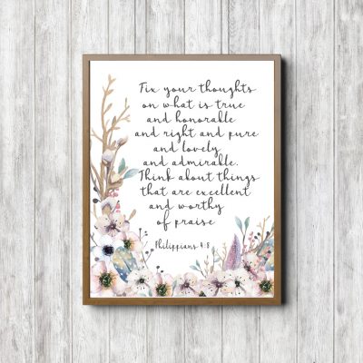 Philippians 4:8 Rustic Flowers Scripture