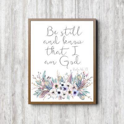 Psalm 46:10 Rustic Bouquet Scripture Printable
