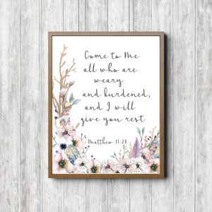 Matthew 11:28 Rustic Flowers Printable