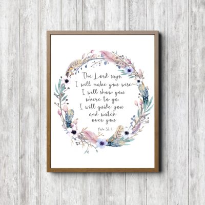 Psalm 32:8 Whimsical Flowers Printable
