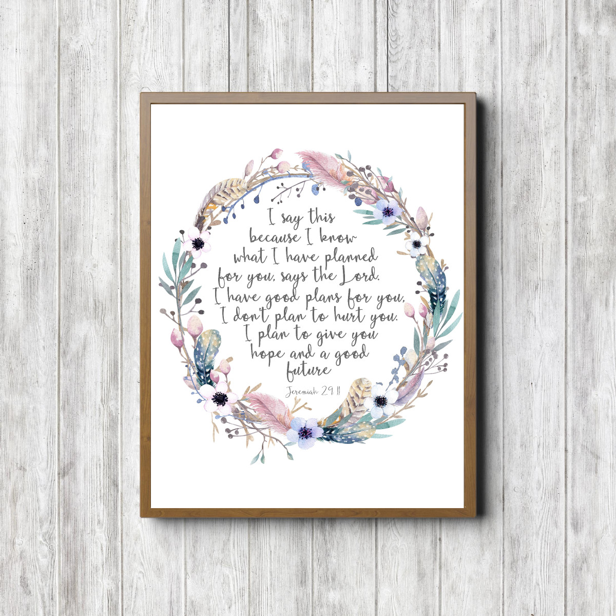 Jeremiah 29:11 Feather Wreath Scripture