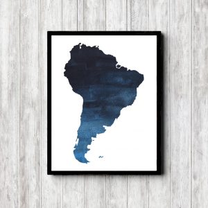 Blue South America Continent Printable