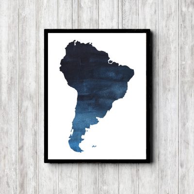 Blue South America Continent Printable