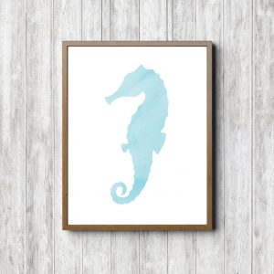Light Blue Watercolor Seahorse Printable