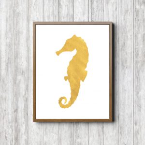 Yellow Watercolor Seahorse Printable