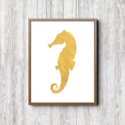 Yellow Watercolor Seahorse Printable