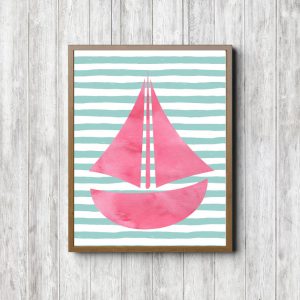 Pink & Mint Nautical Sailboat Printable