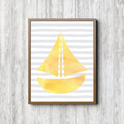Yellow & Gray Nautical Sailboat Printable