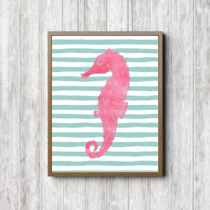 Pink & Mint Nautical Seahorse Printable