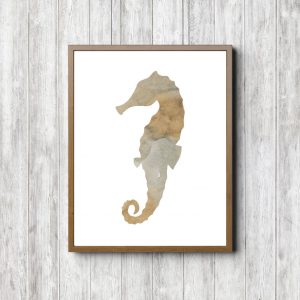 Beige Watercolor Seahorse Printable