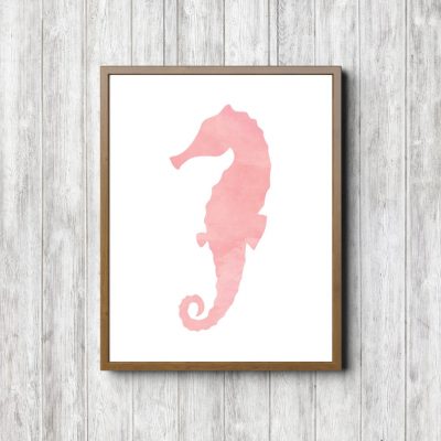 Blush Watercolor Seahorse Printable