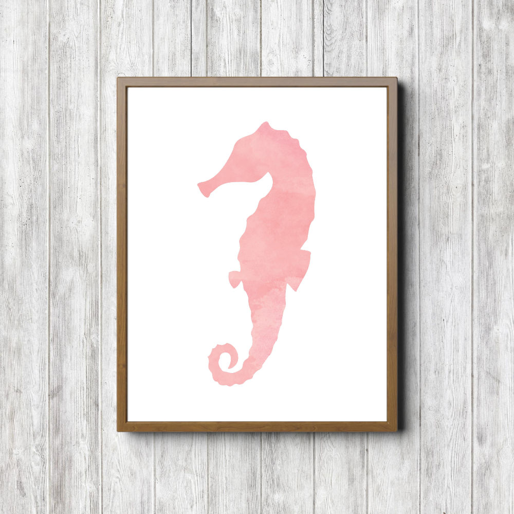 Blush Watercolor Seahorse Printable