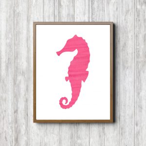 Pink Watercolor Seahorse Printable