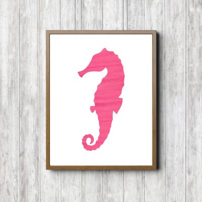 Pink Watercolor Seahorse Printable