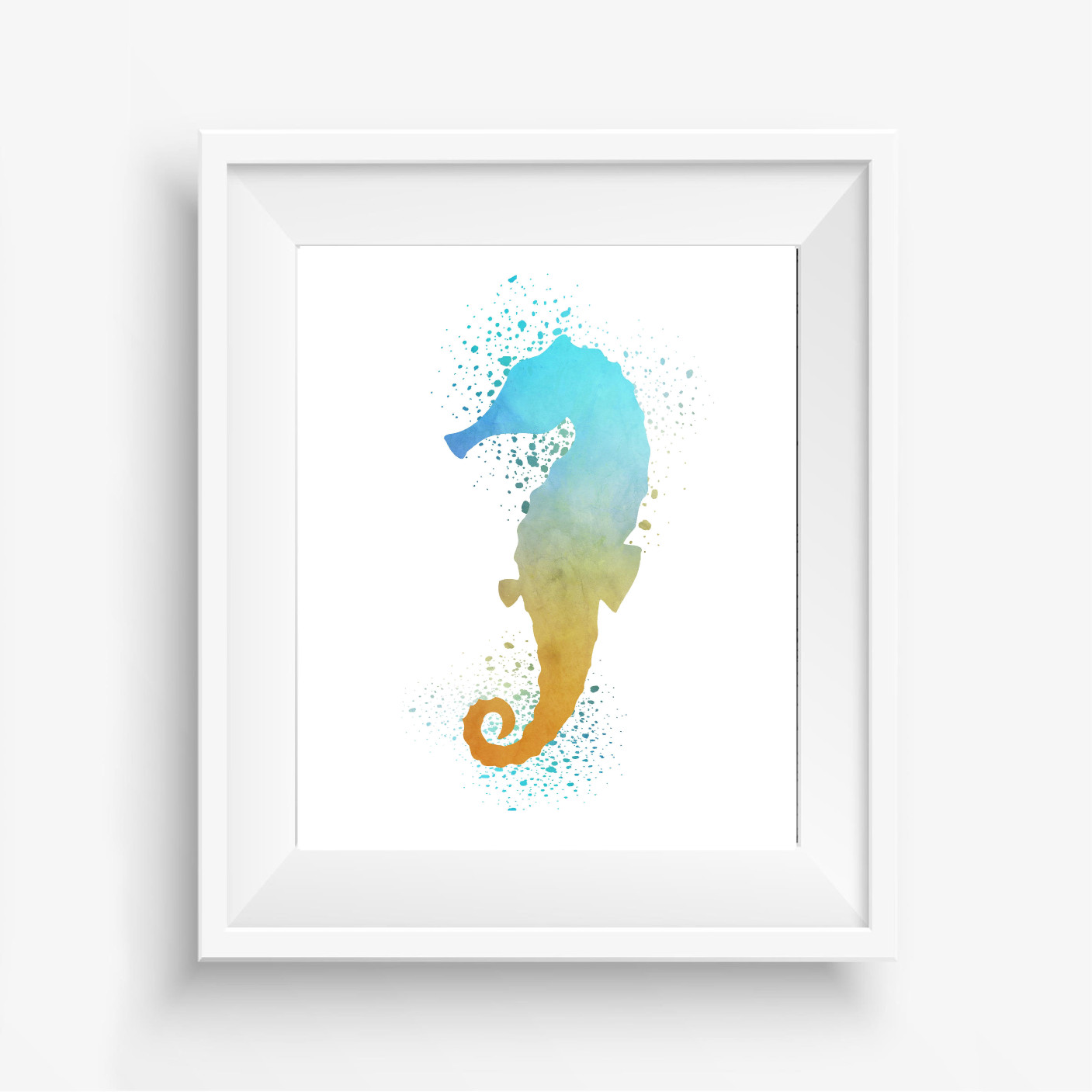 Yellow & Turquoise Watercolor Seahorse Printable