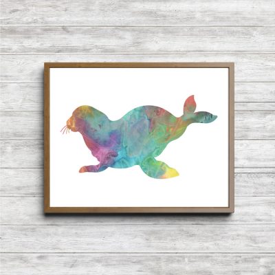 Rainbow Watercolor Seal Printable