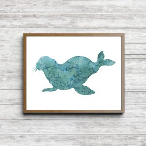 Teal Watercolor Seal Printable