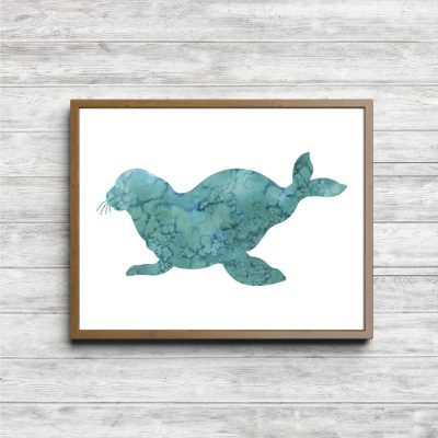 Teal Watercolor Seal Printable