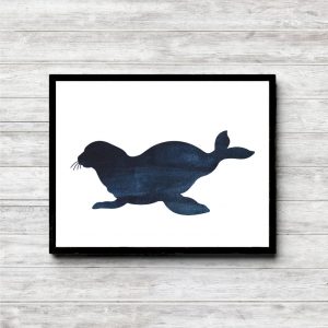Dark Blue Watercolor Seal Printable