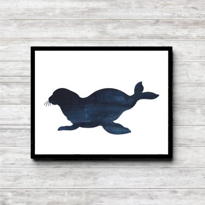 Dark Blue Watercolor Seal Printable