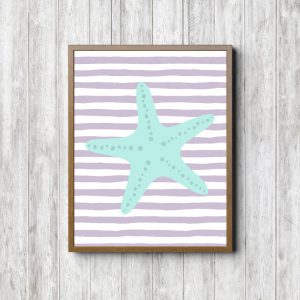 Mint Starfish Lavender Stripes Printable