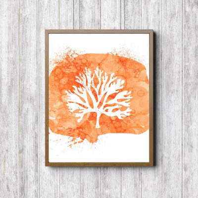 Orange Watercolor Seaweed Printable