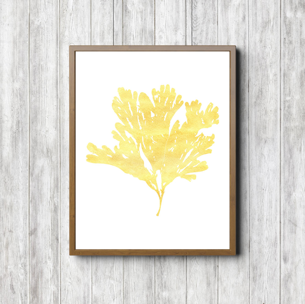 Yellow Watercolor Sea Weed Printable