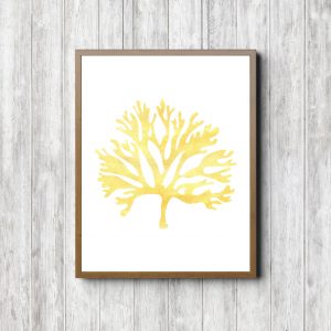 Sea Coral Yellow Watercolor Printable