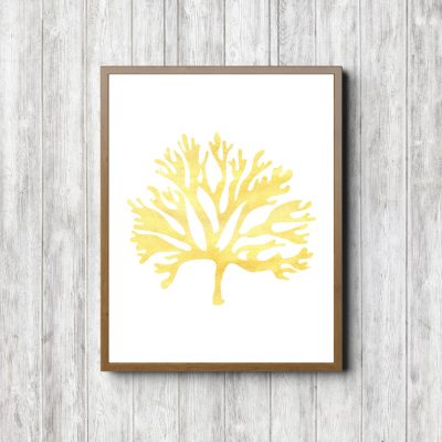 Sea Coral Yellow Watercolor Printable