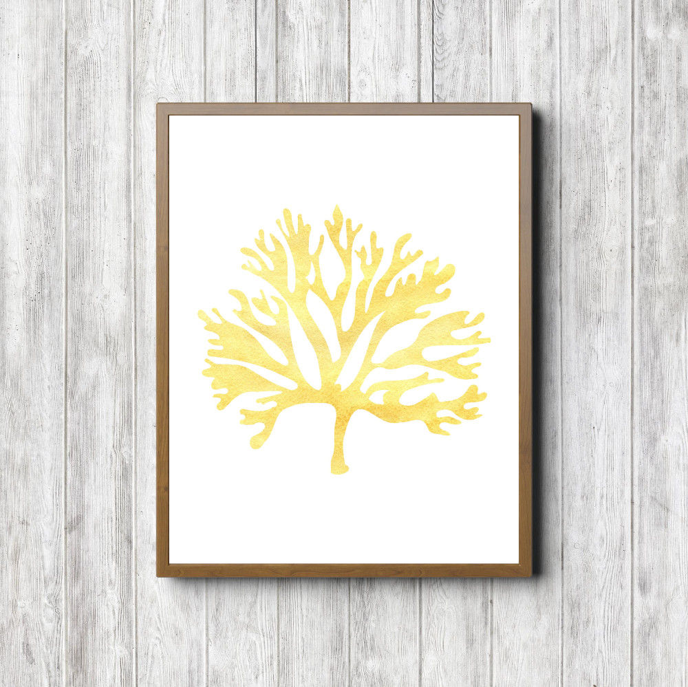 Sea Coral Yellow Watercolor Printable