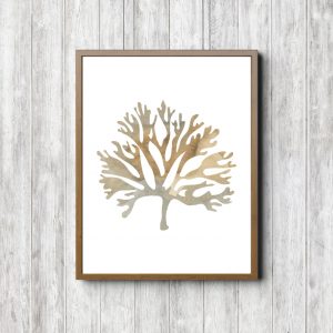 Marine Plant Beige Watercolor Printable