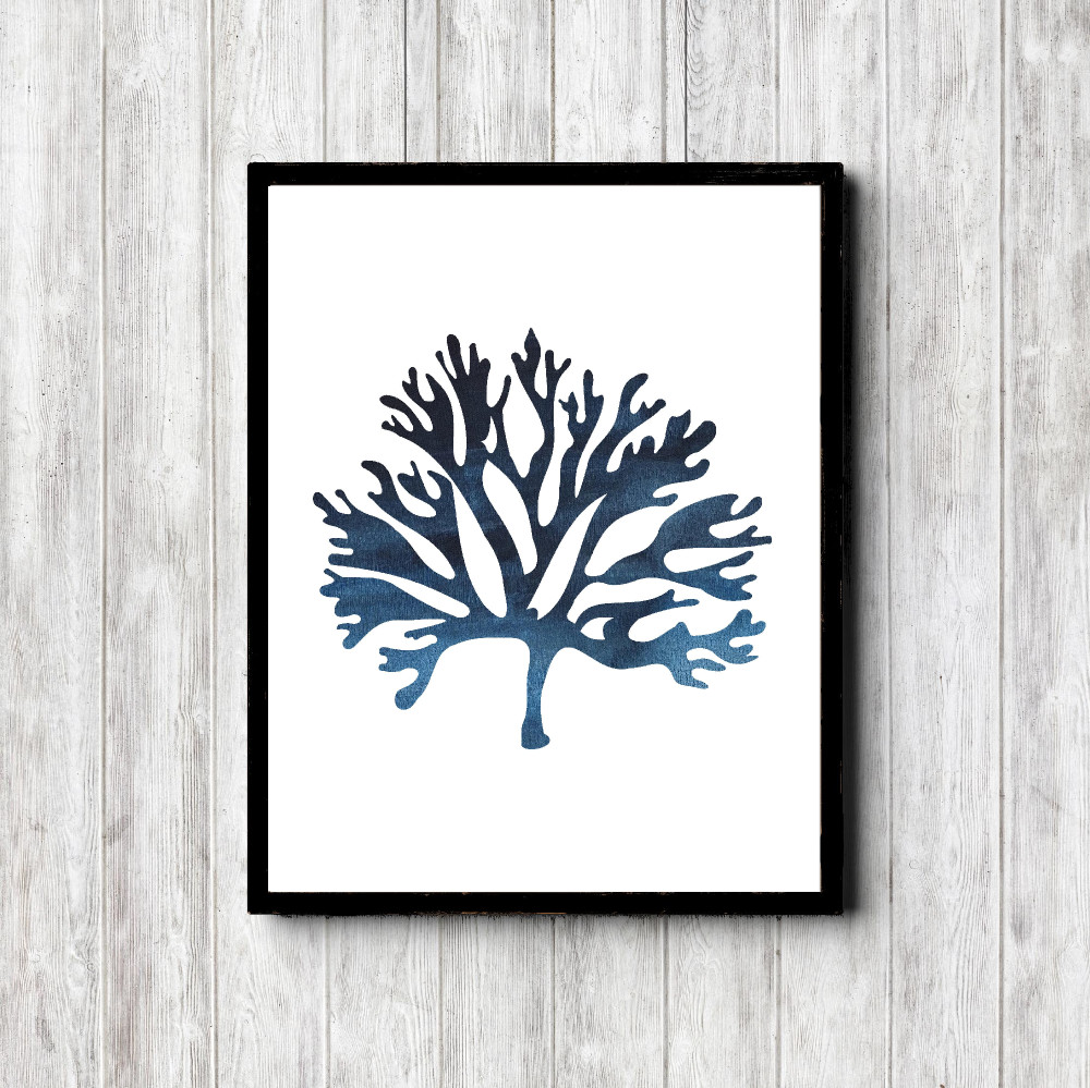 Navy Watercolor Sea Coral Printable