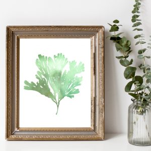 Green Watercolor Seaweed Printable
