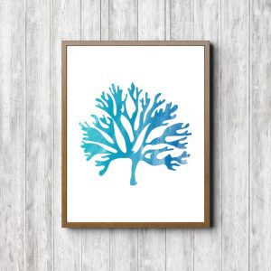 Turquoise Watercolor Marine Coral Printable