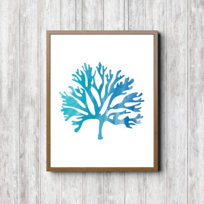 Turquoise Watercolor Marine Coral Printable