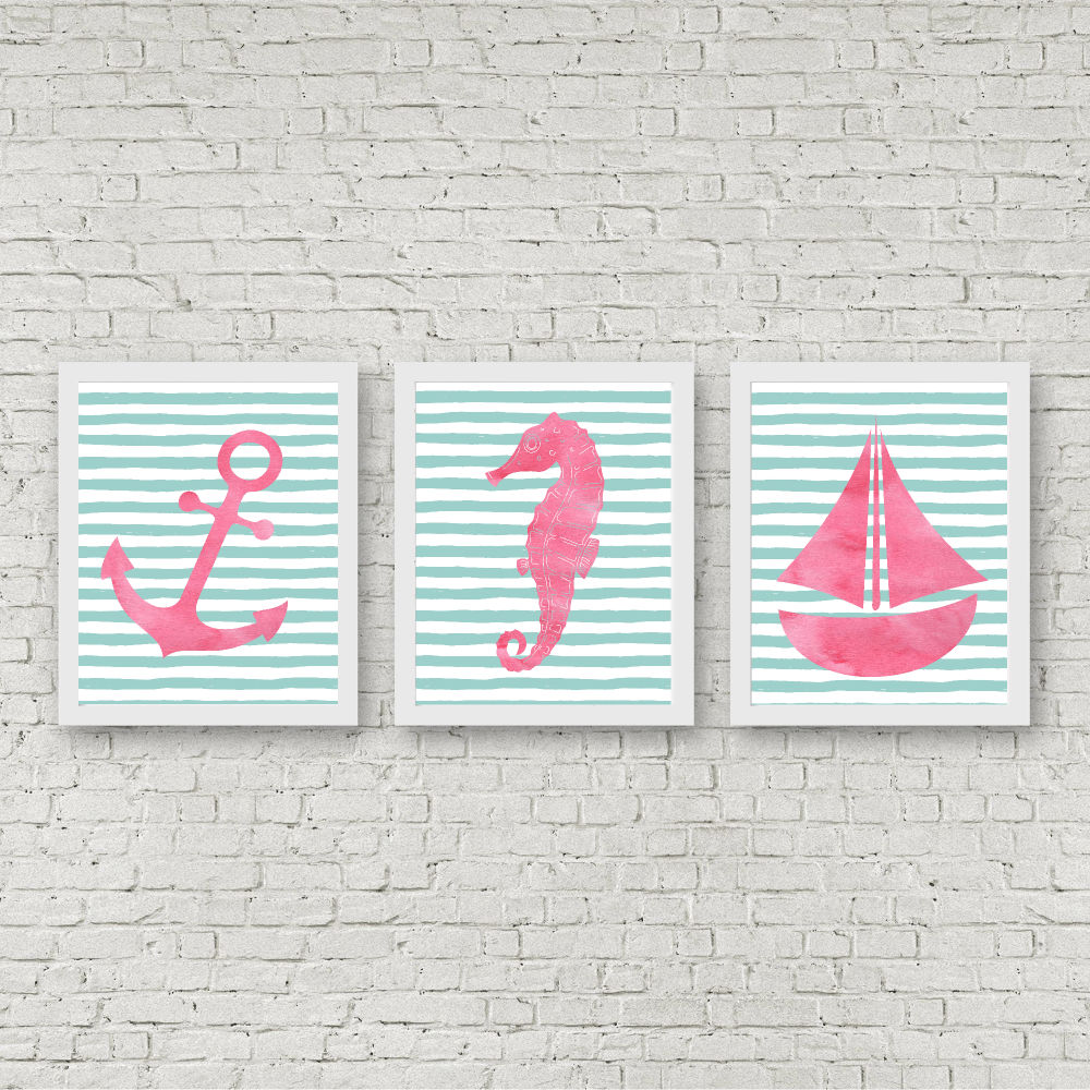 Pink & Mint Nautical Printables