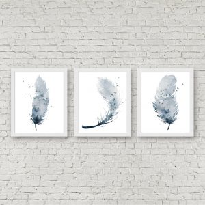 Watercolor Ethereal Feathers Printable Posters