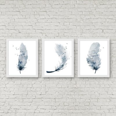 Watercolor Ethereal Feathers Printable Posters