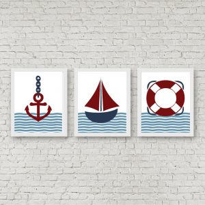 Blue & Red Printable Nautical Set