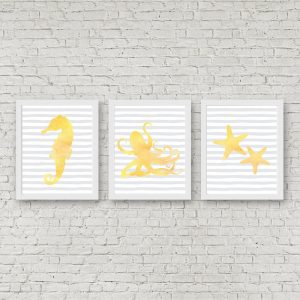 Yellow & Gray Nautical Printable Posters