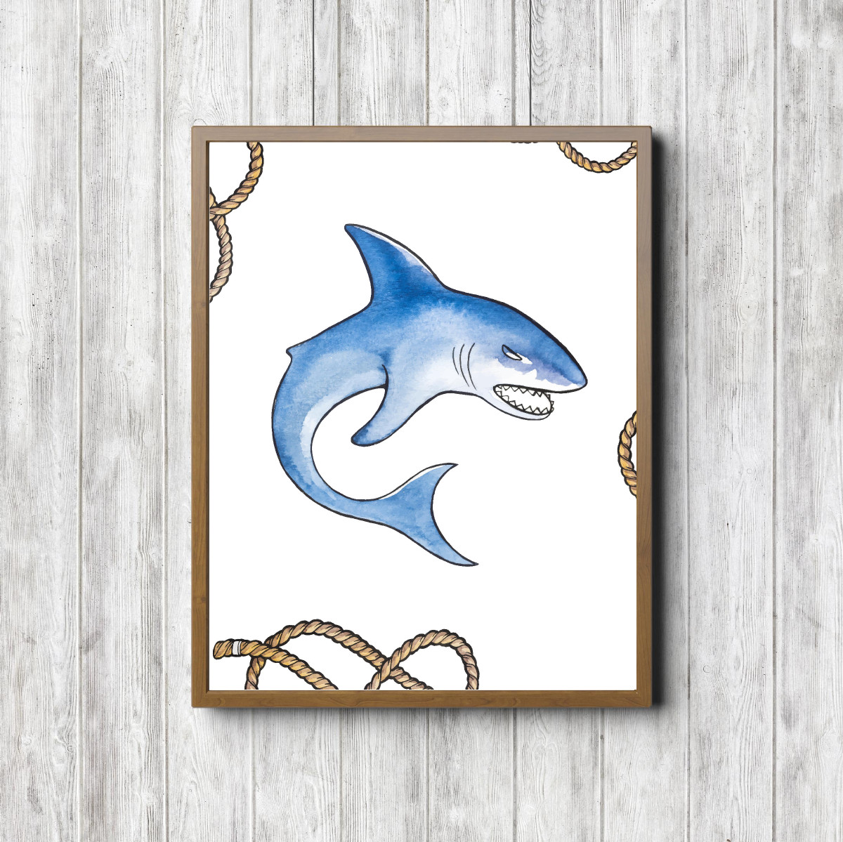 Watercolor Shark Nautical Printable
