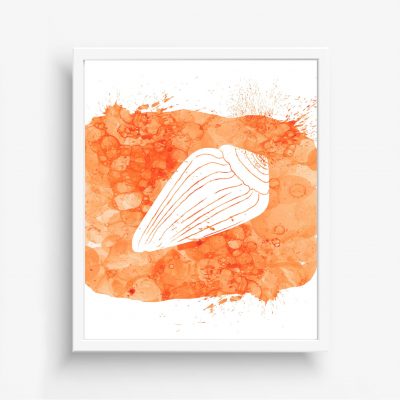 Orange Watercolor Sea Shell Printable
