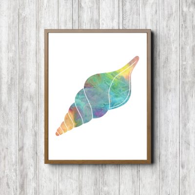 Rainbow Watercolor Sea Shell Printable